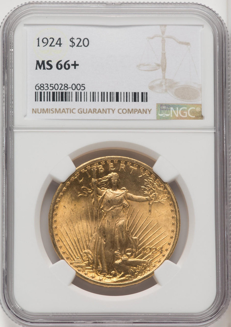  1924 $20 Saint Gaudens NGC MS66+ - 765813038 
