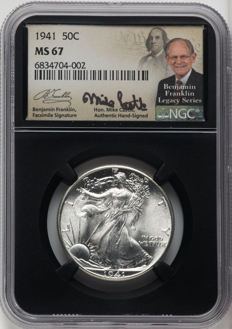 Bullionshark 1941 Walking Liberty Half Dollar NGC MS67 Mike Castle Signed 