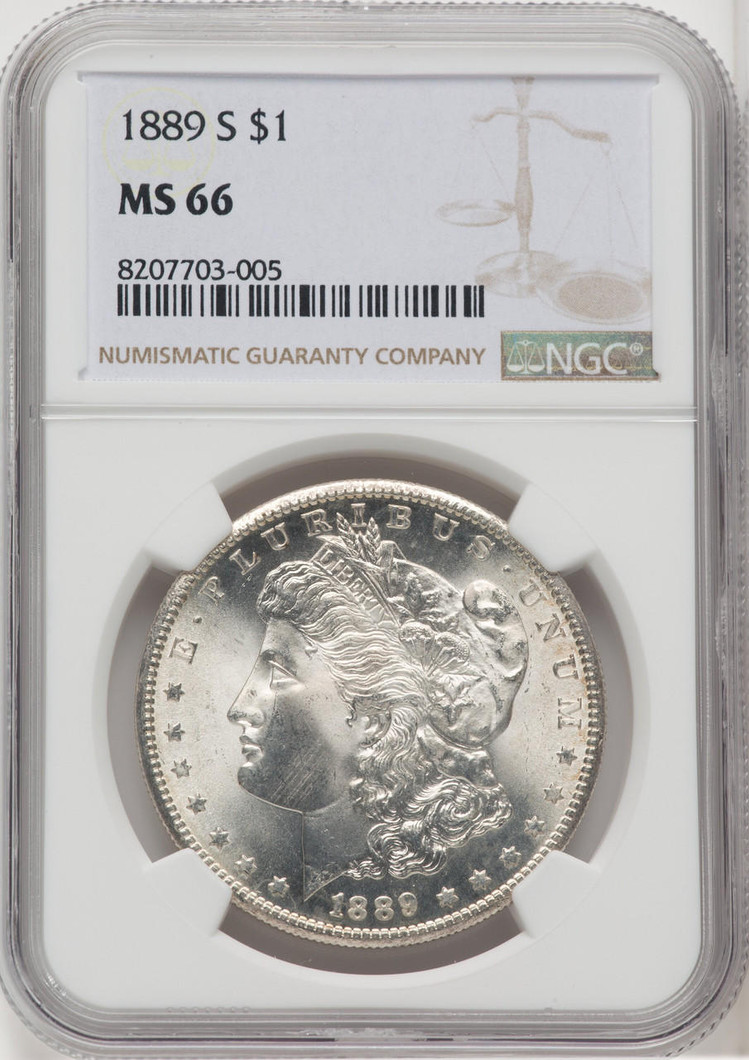 Bullionshark 1889-S Morgan Silver Dollar NGC MS66 