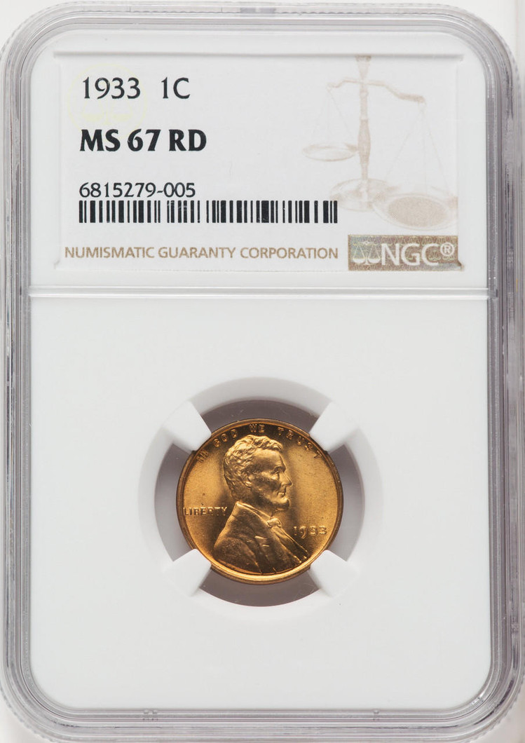  1933 Lincoln Cent NGC MS 67 RD 