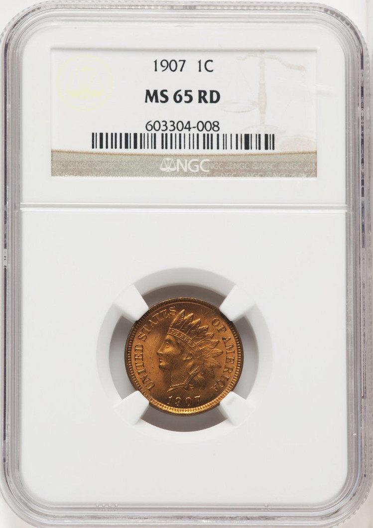  1907  Indian Head Cent NGC MS 65 RD 