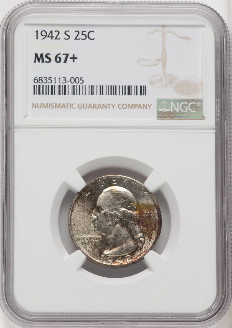  1942-S Washington Quarter NGC MS67+ 