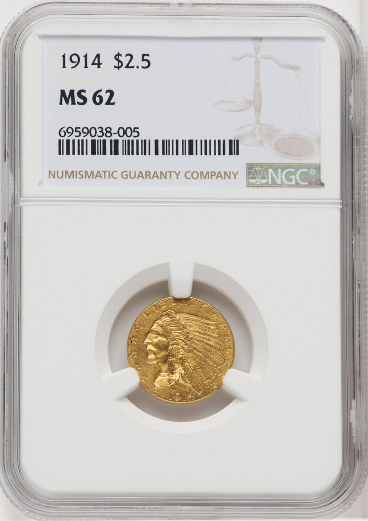  1914 $2.50 Gold Indian NGC MS62 