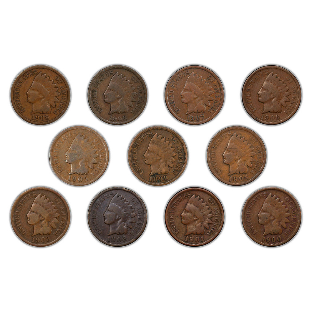 Bullionshark 1899-1909 Indian Head Cent 11pc Collection - The Final Decade 