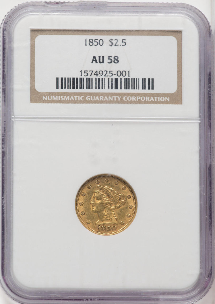  1850 $2.50 Gold Liberty NGC AU58 
