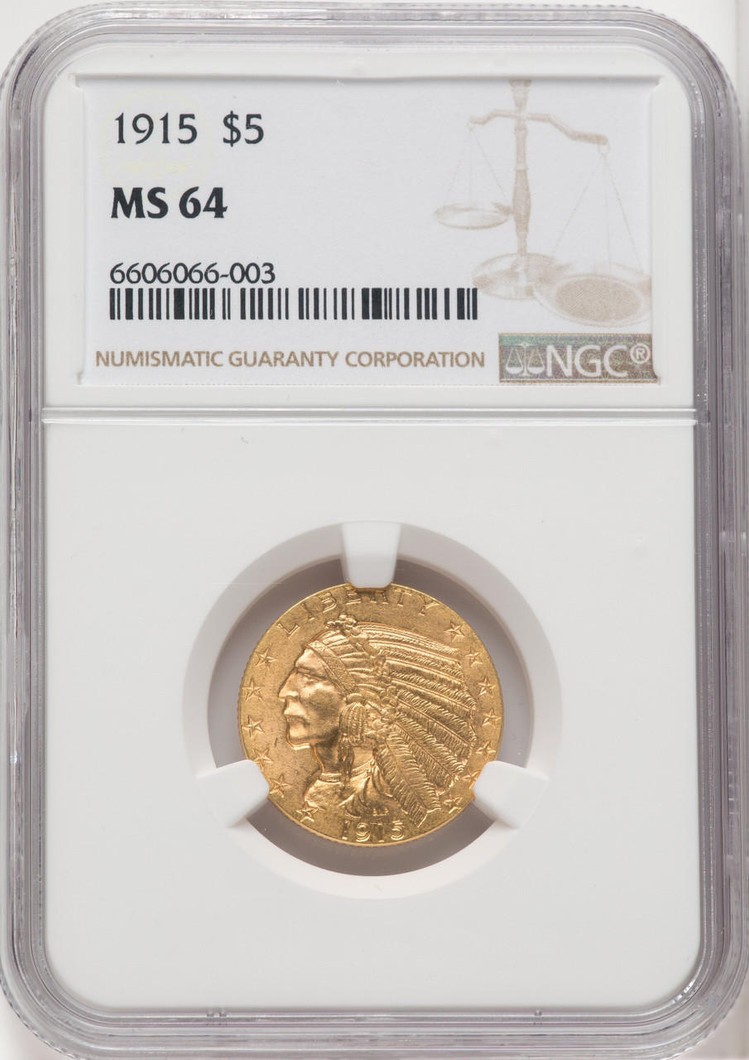  1915 $5 Gold Indian NGC MS64 - 760538005 