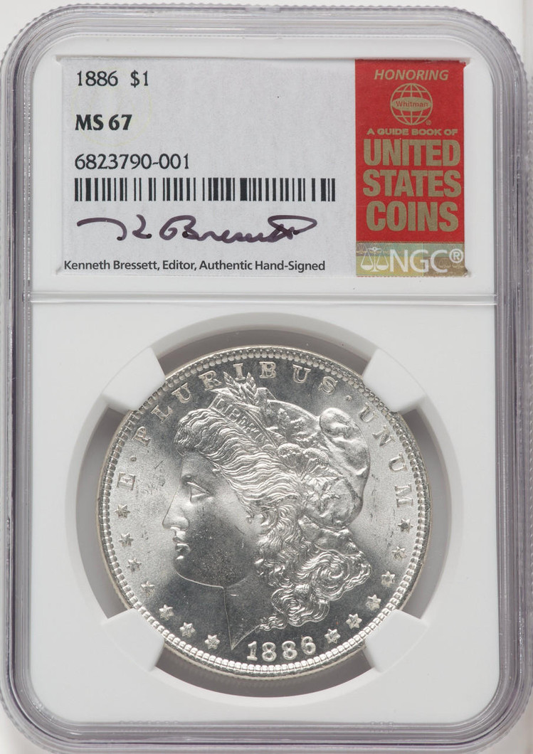 Bullionshark 1886 Morgan Silver Dollar NGC MS67 Kenneth Bressett Signed - 518682001 