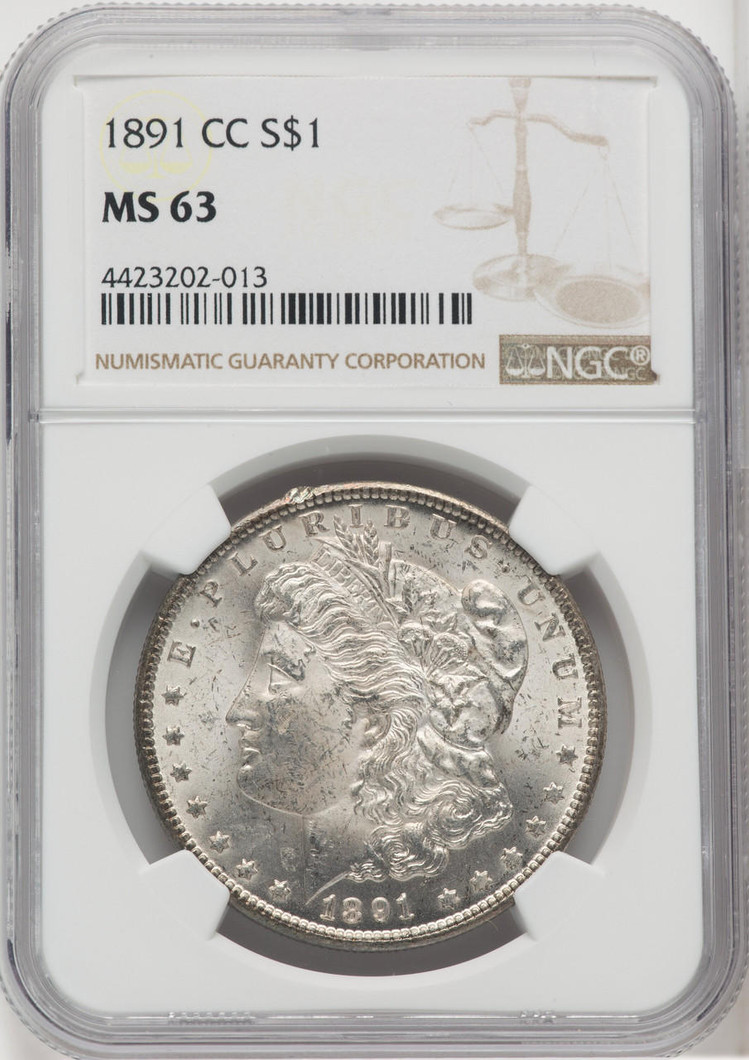 Bullionshark 1891-CC Morgan Silver Dollar NGC MS63 