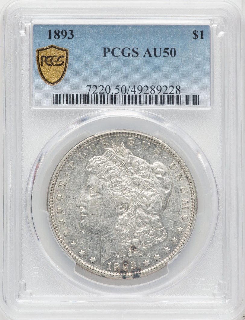 Bullionshark 1893 Morgan Silver Dollar PCGS AU50 