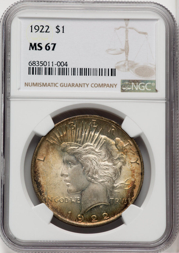  1922 Silver Peace Dollar NGC MS67 