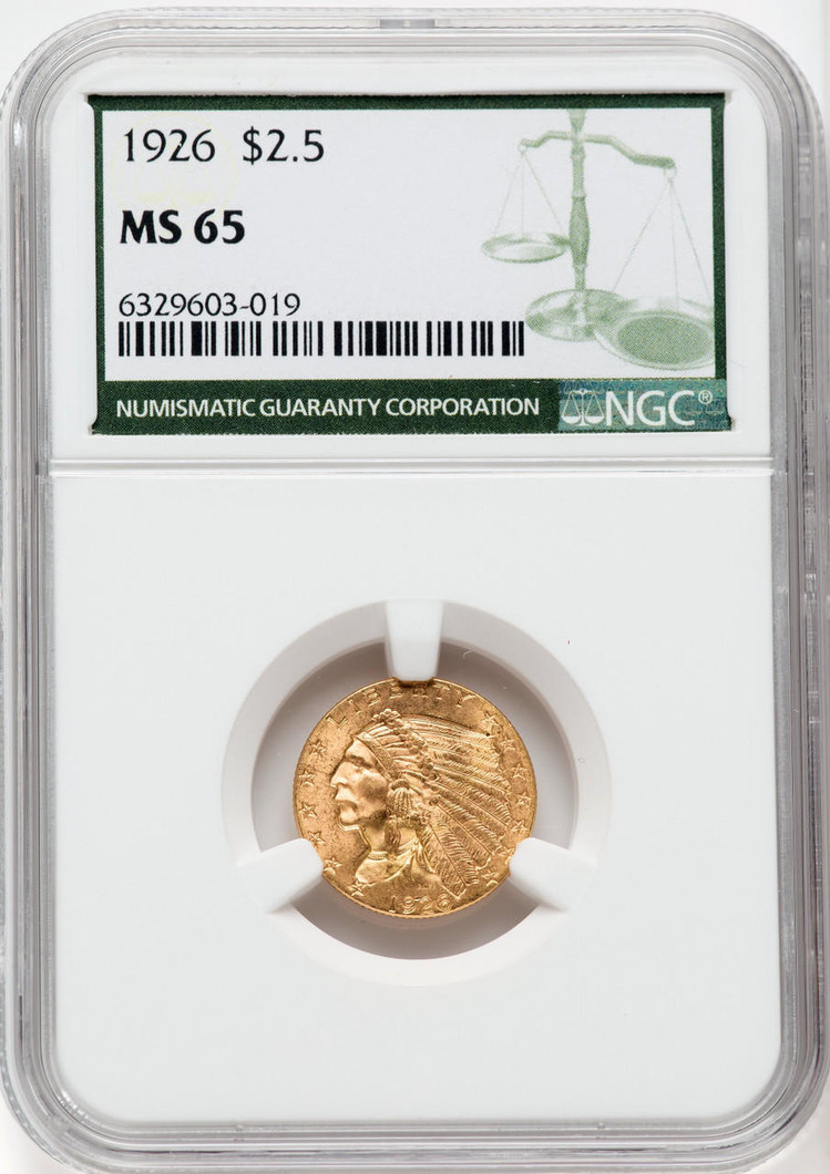  1926 $2.50 Gold Indian NGC MS65 