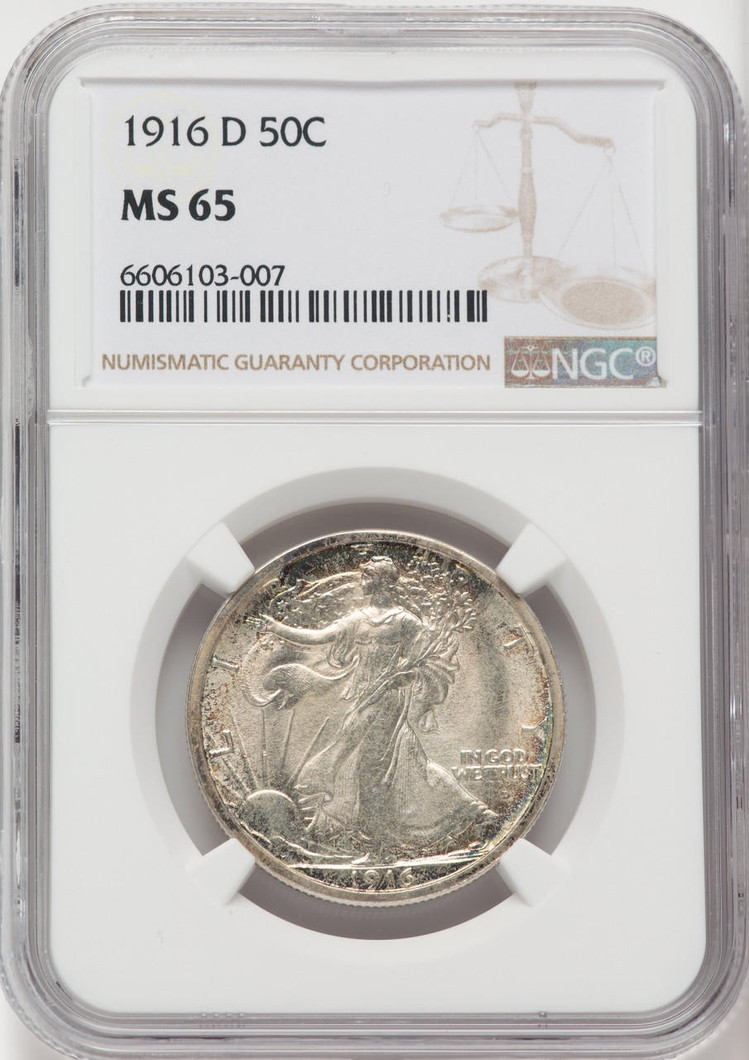  1916-D Walking Liberty Half Dollar NGC MS65 