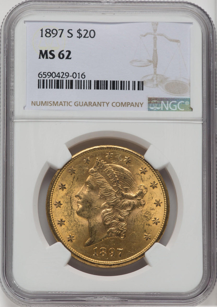 1897-S $20 Gold Liberty NGC MS62 - 759376138