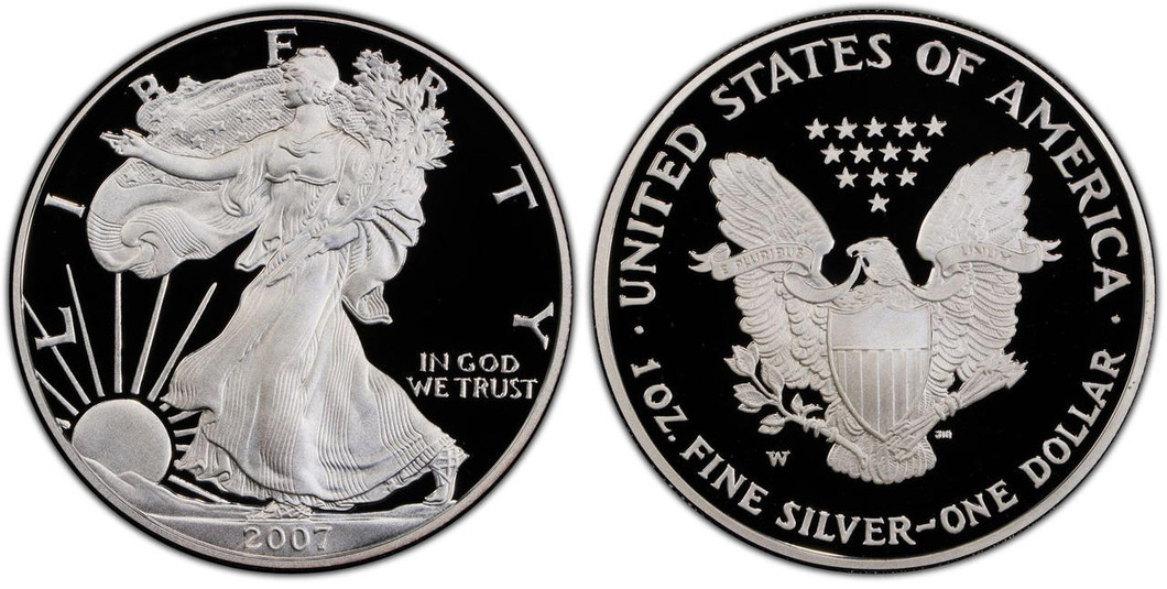 Bullionshark 2007-W American Silver Eagle Proof (OGP & Papers) 