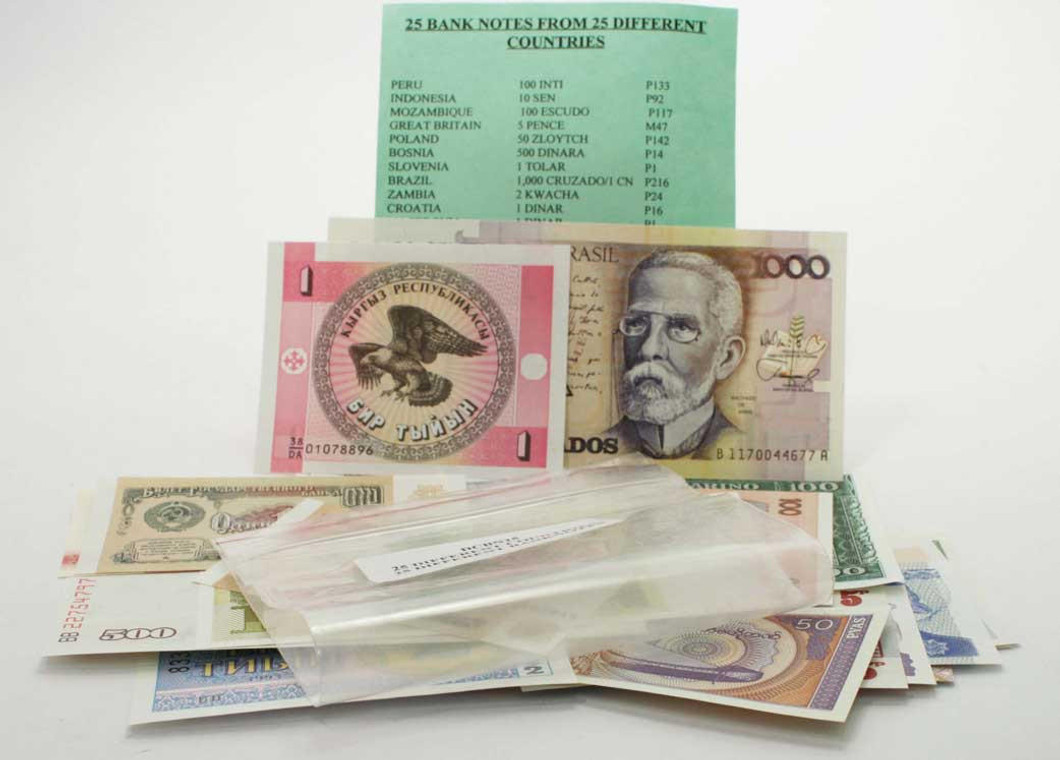 Bullionshark 25 Banknotes from 25 Different Countries 