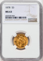 Bullionshark 1878 $3 Gold Princess NGC MS63 - 759449001