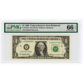 Bullionshark 1999 $1 Federal Reserve Note PMG 66 