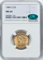 Bullionshark 1886-S $5 Gold Liberty NGC MS64 CAC - 762275014