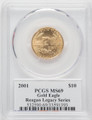 Bullionshark 2001 $10 Burnished Gold Eagle MS69 Michael Reagan Signed