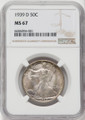 Bullionshark 1939-D Walking Liberty Half Dollar NGC MS67