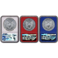 Bullionshark 2017 (W) (S) (P) Silver Eagle NGC MS70 - 3 Coin Mint Set 