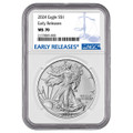 Bullionshark 2024 $1 American Silver Eagle NGC MS70 ER Blue Label 