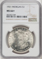 1921 Silver Morgan Dollar NGC MS66+