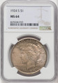 1924-S Silver Peace Dollar NGC MS64