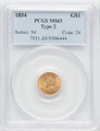 1854 $1 Gold TYPE 2 PCGS MS63