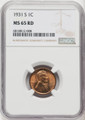 Bullionshark 1931-S Lincoln Cent NGC MS65 RD 