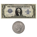 Bullionshark 1923 Peace Dollar and Horse Blanket Note - The Last Large Note 