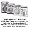 Bullionshark Silver Eagle PCGS/NGC MS70 - Signature Series (Mystery Bag) 