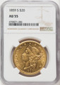  1859-S $20 Gold Liberty NGC AU55 - 767389002 