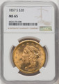 Bullionshark 1857-S $20 Gold Liberty NGC MS65 