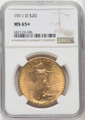  1911-D $20 Saint Gaudens NGC MS65+ 