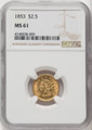  1853 $2.50 Gold Liberty NGC MS61 