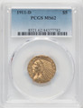  1911-D $5 Gold Indian PCGS MS62 - 760063026 