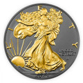 Bullionshark 2024 Silver Eagle Black Ruthenium & Gold Enhanced 1 oz Silver 