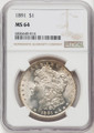  1891 Morgan Silver Dollar NGC MS64 
