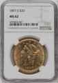 1897-S $20 Gold Liberty NGC MS62 - 571627341