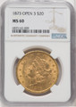 1873 $20 Gold Liberty NGC MS60 OPEN 3 - 571860009