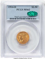Bullionshark 1914-D $2.5 Indian Gold Quarter Eagle Coin PCGS MS62  CAC - HAT778428042 