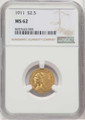 Bullionshark 1911 $2.5 Indian Gold Quarter Eagle Coin NGC MS62 - HAT767661016 