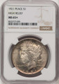 Bullionshark 1921 S$1 Peace Silver Dollar Coin NGC MS65  + - HAT777134015 