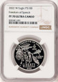 Bullionshark 2022-W $100 Modern Bullion Coin NGC MS70   One- Ounce Platinum Eagle, Freedom of Speech - HAT521569008 