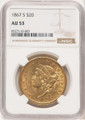 Bullionshark 1867-S $20 Liberty Gold Double Eagle Coin NGC AU53 - HAT177372006 