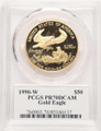 Bullionshark 1990-W $50 1 oz American Gold Eagle Coin PCGS MS70, Mercanti Flag Signature - HAT779218052 