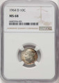 Bullionshark 1964-D 10C Roosevelt Dime Coin NGC MS68 - HAT771254001 