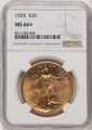 Bullionshark 1925 $20 Saint Gaudens Double Eagle NGC MS66  + - HAT774732016 