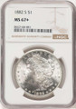 Bullionshark 1882-S S$1 Morgan Silver Dollar Coin NGC MS67  + - HAT780571016 